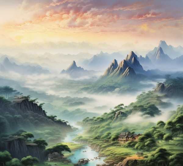 成语里的山水风情，一幅流动的画卷